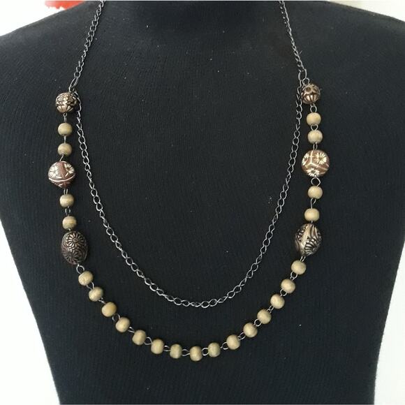 Double Strand Opera Necklace Bronze Beads 42” - Picture 1 of 2